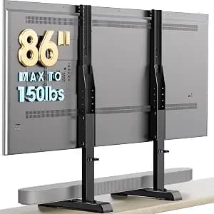 AX WABER Table Top TV Stand with Height Adjustable TV Legs Replacement for Most 37-86 Inch Flat Curved TVs,Steel TV Base Feet Holds up to 150 lbs with Cable Management, Max VESA 800x600mm Black