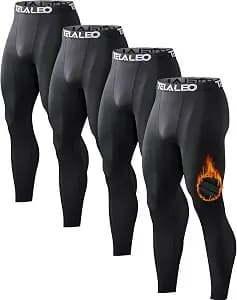 5 or 4 Pack Men's Thermal Compression Pants Fleece Lined Sports Tights Athletic Leggings Cold Weather Baselayer Winter Gear