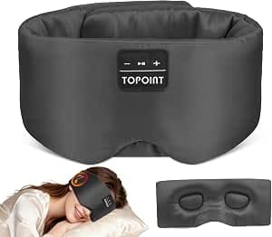 TOPOINT 3D Silk Bluetooth Sleep Mask Headphones, Mulberry Silk Eye Mask with Ultra-Thin Wireless Speakers, Bluetooth 5.4 Sleeping Headphones for Side Sleepers, Music Sleep Mask Gifts for Men Women