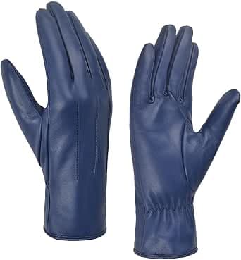 Harssidanzar Women Winter Warm Cashmere Lining Leather Gloves Touch Screen Vintage Finish GL017EU