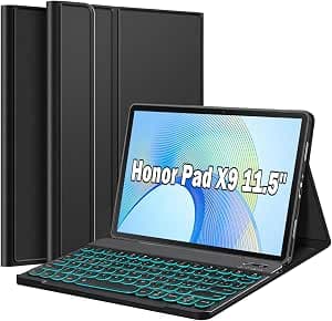 Backlit Keyboard Case for Honor Pad X9 11.5 Inch 2023 Tablet, Slim PU Stand Cover with UK Layout Magnetically Detachable Wireless Bluetooth Keyboard for 11.5" Honor Tablet X9