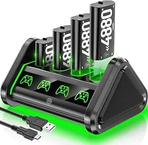 OIVO Rechargeable Battery for XboxOne/Xbox Series X|S, 4 x 4880mWh Xbox Batteries, Xbx Series Battery Charger Station for XboxOne S|X/Elite Controllers