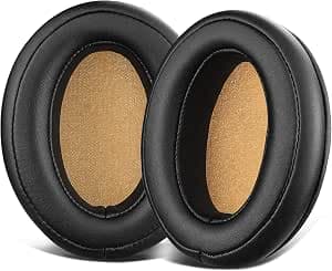 SOULWIT Protein Leather Replacement Ear Pads for Sennheiser Momentum 2.0 (M2)/HD1 Over/Around Ear Headphones Replacement Ear Pads with Noise Isolating Memory Foam