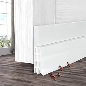 Ohuhu Door Draft Stopper Seal Strip, Door Sweep Under Door Weather Stripping Noise Blocker Gap Filler Bottom, Draft Guard Dust Wind Block for Winter Garage Exterior Interior Doors( 118"L x 2"W, White)