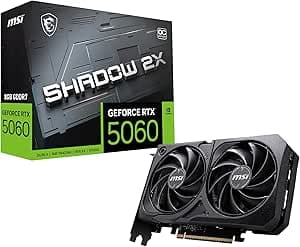 MSI GeForce RTX 5060 8G SHADOW 2X OC Graphics Card - 8GB GDDR7 (28Gbps/128-bit), PCIe 5.0 - HDMI 2.1b, 3 x DisplayPort 2.1b
