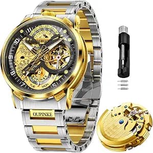 OLEVS Watches for Men Classic with Date Business Dress Luxury Big Face Green/Black/Blue Waterproof Luminous Mens Wristwatch Analog Two Tone Stainless Steel Male Watch