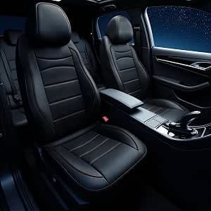 Car Front Seat Covers Fit for Honda Civic 2003-2026, Leather Breathable Waterproof Car Seat Cushion Accessories(2 Seats Front, Black)