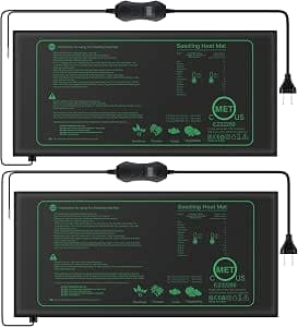 50W Heating Mat for Plants with Thermostat - Fast Heating, Fire Protection, Heat Mat for Germination and Temperature Control, Ideal for Cuttings, Pets and Reptiles (Pack of 2)