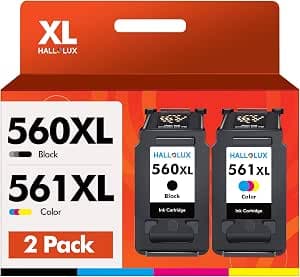 HALLOLUX 560XL 561 XL Ink Cartridges Replacement for Canon 560 560 XL 561 XL for Pixma TS5350 TS7450 TS7451 TS5352 TS5351 TS5353 (Black Tri-Color, 2-Pack)