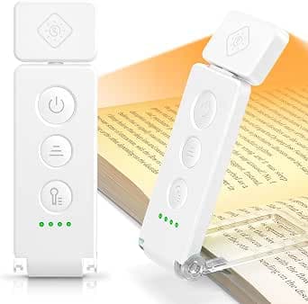 Glocusent 12 LED Rechargeable Book Light, Clip-on Reading Light with 5 Colors & 5 Brightness Levels, Up to 100Hrs Runtime, Eye-Caring Reading Lights for Books in Bed, Perfect for Book Lovers, Kids