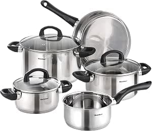 Karcher Mia Cookware Set Includes Glass Lids, Suitable for Induction Hobs, Stainless Steel, 5 Pieces
