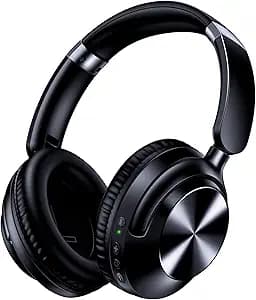TAGRY Hybrid Active Noise Cancelling Headphones 100H Playtime Wireless Over Ear Bluetooth Headphone with Fast Charging Hi-Res Audio Comfort Earcups Headsets for Travel Home Office Phone PC Dark