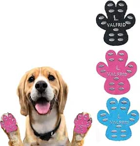 ‌VALFRID Dog Paw Protector Pads,15 Sets-60 Pads Anti-Slip Grips for Hardwood Floors,Best for Hot Pavement,Strong Self-Adhesive Traction Stickers for Senior Dog Essentials Multicolor L
