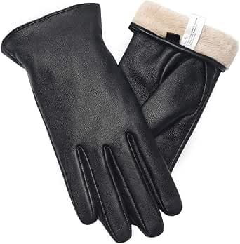 vislivin Gants Cuir Femme Mode Hiver Gants Tactile Plein Doigt Peau de Mouton Gants Femme Cadeau