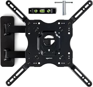 Amazon Basics Full Motion Articulating TV Wall Mount, with Swivel and Tilt, for 26" to 55" TVs and Flat Panels up to 80 Lbs, VESA Compatible, Black