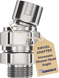 HammerHead Showers® Solid Metal Shower Head Swivel Ball Adapter, Chrome | Adjustable Pivot Ball To Adjust Showerhead Angle | Universal Connector Joint Fits Fixed, Hand Held & Rain Shower Heads