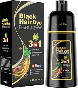 Black Hair Dye Shampoo 3 in 1, Herbal Dye Shampoo for Grey Hair Coverage Hair Color for Women and Men (Natural Black)