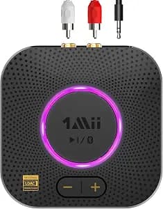 1Mii B06S+ Bluetooth 5.2 Receiver, HiFi Bluetooth Audio Adapter w/LDAC, aptX HD & aptX Low Latency, Long Range Hi-Res Audio with Volume Control, 3.5mm & RCA outputs, Easy Setup for Home Stereo System