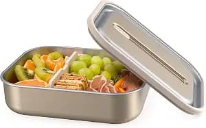 Bentgo MicroSteel Leak-Proof Lunch Box - Microwave-Safe, Oven-Safe, Bento-Style Container with Removable Divider, Airtight Lid, Sustainable Design, Odor & Stain Resistant (Gold)