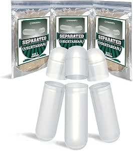 WANANFU Separate Vegan Empty Capsules Size 1 (Pack of 200), Empty Capsules for Filling, Compatible with Capsule Filler Size 1