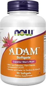 NOW Supplements, ADAM™ Men's Multivitamin with Saw Palmetto, Plant Sterols, Lycopene & CoQ10, 90 Softgels