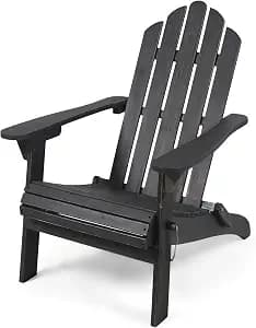 Christopher Knight Home Cara Outdoor Foldable Acacia Wood Adirondack Chair, Dark Gray Finish