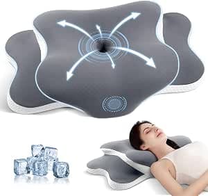 A-Pce Memory Foam Pillow, Ergonomic Pillow for Neck and Shoulder Pain Relief, Orthopedic Neck Support Pillow for Side/Supine/Prone Sleepers with Removable Cover, Gray
