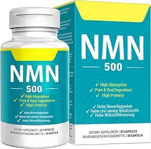 Vegan NMN Supplement 500mg, Higher Absorption - 99% Pure NMN (Nicotinamide Mononucleotide)for NAD+, Cellular Energy Immune Muscle, Anti-Aging & Longevity, Stabilized NMN - 60 Capsules (60 Days Supply)
