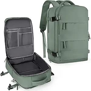 coowoz Travel Backpack For Women Men,Carry On Backpack,Hiking Backpack Waterproof Outdoor Sports Rucksack Casual Daypack Travel Essentials(Olive Green)