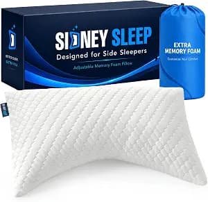 Sidney Sleep Adjustable Curved Pillows for Neck and Shoulder Support with Extra Shredded Fill - Cervical Contour Pillow for Side and Back Sleepers - Queen Size 19" x 29" CertiPUR-US Certified (White)