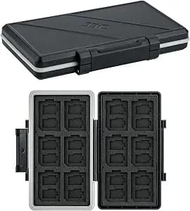 36 Slots Memory Card Case Water-Resistant Anti-Shock Memory Card Wallet for 24 Micro SD SDXC SDHC TF Cards and 12 SD SDXC SDHC Cards