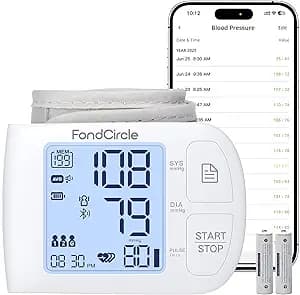 Wrist Blood Pressure Monitor, Bluetooth Automatic Blood Pressure Cuff for Home Use, Talking Digital Machine with Smart App Sync, 3-User Mode 398 Memory, (5.3"-8.5" in Cuff)