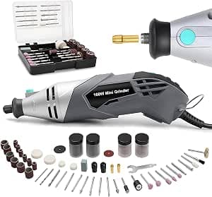 160W Rotary Tool Kit with 195pcs Accessories, Variable Speed, Corded Electric Multifunctional Tool For DIY Crafts, Wood Carving, 3D Printer & Jewelry Making Sanding, Polishing, Drilling