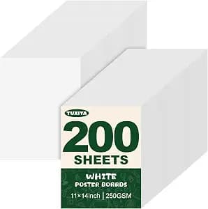 200 Pack White Poster Board,11" x 14" White Poster Paper Bulk,250GSM/92LB Heavy-Weight Blank Poster Board for Arts,Craft,Projects Presentations,Drawing Scrapbooking