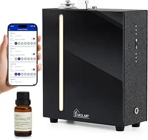HVAC Diffuser Scent System - 3000 Sq Ft,WiFi & Bluetooth App Remote Control,Waterless,Quiet,Ambient Light,Metal,Commercial Hotel Collection Whole House Diffuser Machine - Black