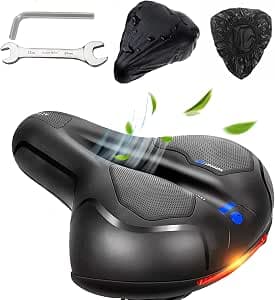 Bicycle Saddle Men Women Comfortable Gel Ergonomic Bicycle Saddle - with Waterproof Cover & Wrench, Soft, Breathable, Shock Absorbing for Most Bikes