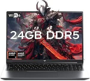 Gaming Laptop with AMD Ryzen 7 H255 (up to 4.9GHz),24GB DDR5 512GB NVMe SSD | 16 inch Laptop with AMD Radeon 780M,Backlit KB,Windows 11,1920x1200 FHD,WiFi 6,Full Function Type-C,Beat R9 6900HX