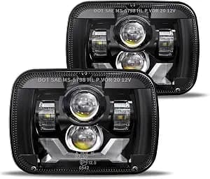 HWSTAR Pair 180W 1000% Bright H6054 5x7 7x6 Led Headlights Compatible with Jeep Cherokee XJ Wrangler YJ DOT Anti-glare DRL Turn Signal Hi/Low Sealed Beam Ford Chevy GMC Toyota Nissan Dodge etc Black