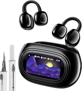 kentfaith AI Translator Earphones, Real Time Translation, 150 Languages & 16 Offline Languages, 6 Modes, Bluetooth 6.0, Ear Clip Earphones with Touchscreen Charging Case for Travel, Learning