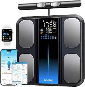 RENPHO Body Fat Scales with Hand Sensors, Personal Scales with Body Fat, Smart Scales with App for Body Fat, Muscle Mass, BMI, Precision Scales up to 180 kg / 400 lbs, MorphoScan Base