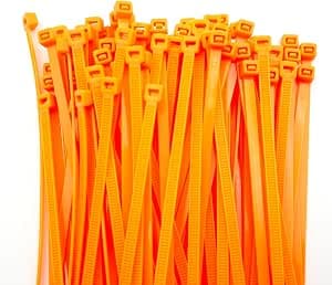 8 inch Zip Ties-0.14" Width, 100 PCS Wire Ties with 40lbs Strength, Self-Locking Nylon Cable Ties, UV Resistant, High/Low Temperature Resistant, for Home, Office, Fencing, and Gardening-Orange
