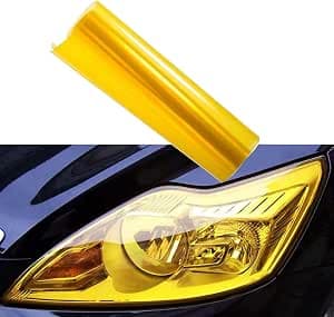 Car Headlight Tint Film Sticker Yellow for Car Headlights and Taillights, Waterproof Tinted Vinyl, Cuttable Self-Adhesive Stickers for Car Decoration, 30 x 200 cm, Yellow