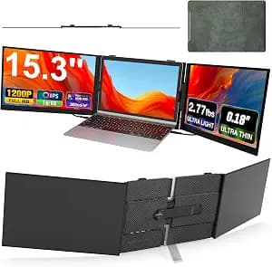 Laptop Screen Extender, Ultra-Thin 15.3" FHD 1200P 16:10 Portable Monitor for Laptop, Lightweight Travel Monitor Extender Plug & Play for 14.2"-17.3" Laptops, Compatible with Wins/Mac/Android/Chrome