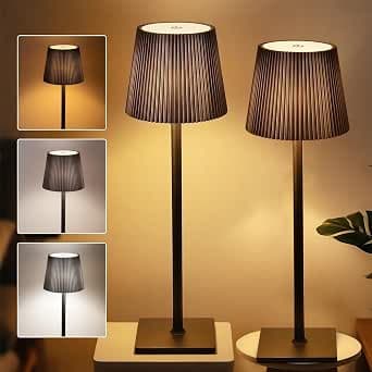 Xiake Pack of 2 Dimmable LED Battery Table Lamps, Dimmable 2700 K - 6000 K, IP54 Waterproof, 3 Colour Temperatures, Bedside Lamp for Bedside Table, Desk, Outdoor Dining Table, Living Room, Balcony, Garden, Patio, Black