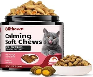 Cat Calming Treats,500 Crunchy & Creamy Chews,Cat Stress and Anxiety Relief,Melatonin for Anxiety Relief, Storms, Travel, Separation - Chicken Flavor
