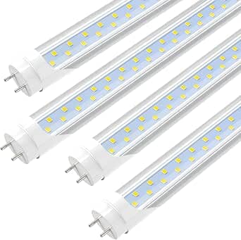 JESLED 4FT LED T8 Type A+B Tube Lights, 24W(65W Equivalent), 3200LM, 6000K, Single or Double End Powered, Plug and Play or Ballast Bypass, 4 Foot T10 T12 Fluorescent Bulbs Replacement, Clear(4-Pack)
