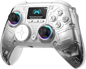AOC Interactive Screen PC Controller — Wireless Controller Compatible with PC/Switch/Switch 2/iOS/Android, Hall Effect Joystick & Triggers, RGB Lighting, Adjustable Vibration/Turbo, 1000mAh Battery(White)