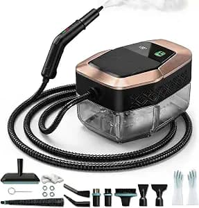 Steam Cleaner, 3 Level Adjustable Pressurized Steam Cleaner for Home, 10s Heat-Up Handheld Steamer for Cleaning, 1.9 Qt Tank Portable Steam Cleaner for Car, Home, Tile, Grout, Rose Gold