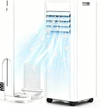 Air Conditioning Mobil 9000 BTU with Exhaust Hose + Window Kit | 4-in-1 Mobile Air Conditioner | Cooling, Dehumidifying, Fan & Sleep Mode | Digital Display | For Rooms up to 28 m² [Energy Class A]