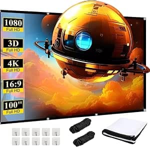 Canvas Projector 100 Inch | 16:9 HD Foldable Projector Screen Outdoor | Thicker, Lightproof Projector Screens | Wrinkle-Free and Easy to Carry - Especially Suitable for Outdoor, Camping, Home